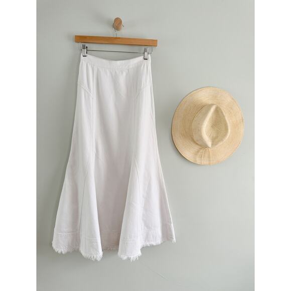 Madewell | NWT Fluted Midi Skirt in Tile White | Sz 23 - Picture 2 of 9